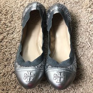 Tory Burch Silver Flats